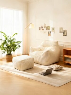 Bright Amazing Corduroy 1 set Compressed Chair with Ottoman