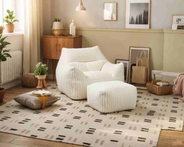 Bright Amazing Corduroy 1 set Compressed Chair with Ottoman