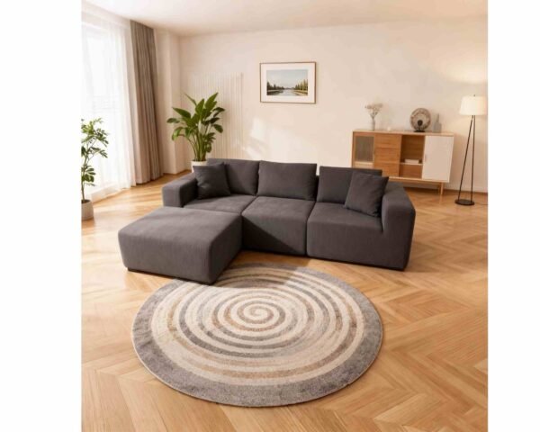 Captivating Durable 4-Piece Vacuum Compressed sofa Modular Sectional with Ottoman