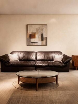 leather sofa with fabric