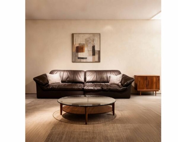 4-Seater Leather Sofa with Fabric, Durable and Supportive Structure