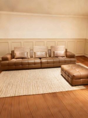 brown fabric sofa