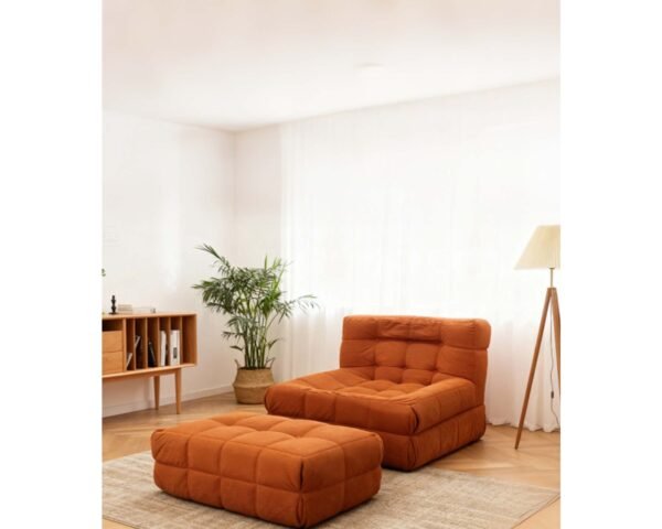 Beneficial 2-Piece Waffle Sofa – Attractive Corduroy Comfort with Ottoman