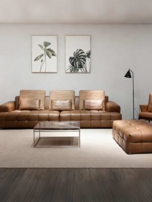 brown fabric sofa