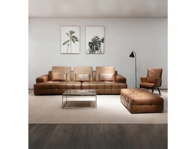 3-Seater Brown Fabric Sofa – Beautiful Design & Affordable Quality for Modern Living Spaces